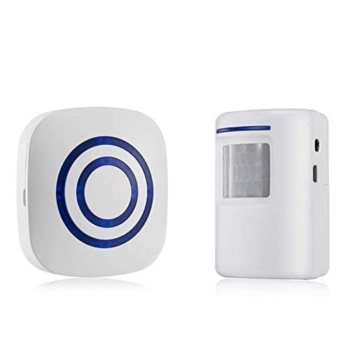 Door Chime,Wireless Business Door Motion Sensor Detector Smart Visitor doorbell Home Security Driveway Alarm with 1 Plug-in Receiver and 1 PIR Detector Weatherproof(White)