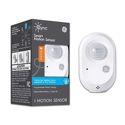GE CYNC Wire-Free Smart Motion Sensor, Battery-Powered, Programmable Motion Sensor With Ambient Light Detection and Bluetooth Support