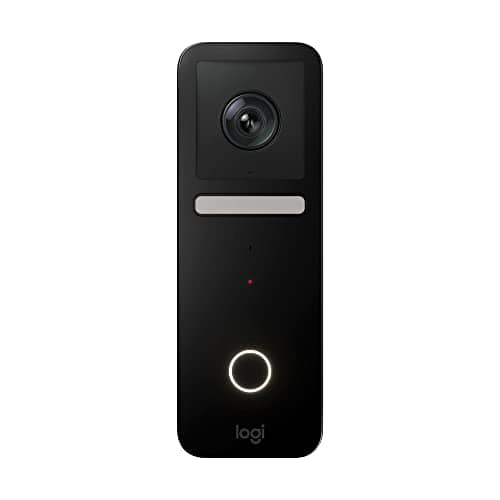 Logitech Circle View Apple HomeKit- enabled Wired Doorbell with Logitech TrueView Video, Face Recognition, Color Night Vision, and Head-to-toe HD Video - Black