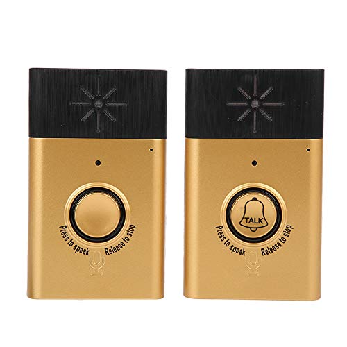 Portable Wireless Voice Intercom Two-Way Talk Doorbell Mobile Indoor/Outdoor Chime Interphone System for Home Security, Gold