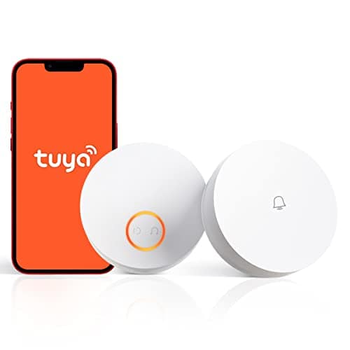 Wireless Doorbells for Home, Compatible with Alexa, Tuya APP Control Doorbell Chime for Classroom, Linptech Self-powered 2.4GHz Wi-Fi Smart Door Bell Ringer Wireless, 1 Push Button 1 Receiver, White