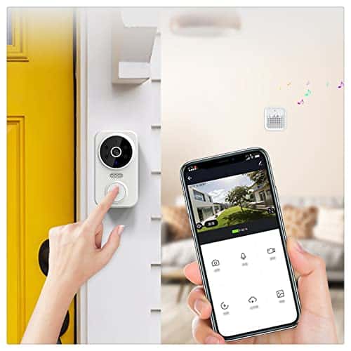 Yannianjz Smart Ring Doorbell Wireless Phone Remote Video Doorbell Rechargeable Intelligent Visual Intercom HD Night Vision Doorbell WiFi Two-Way Audio Home Door Doorbell